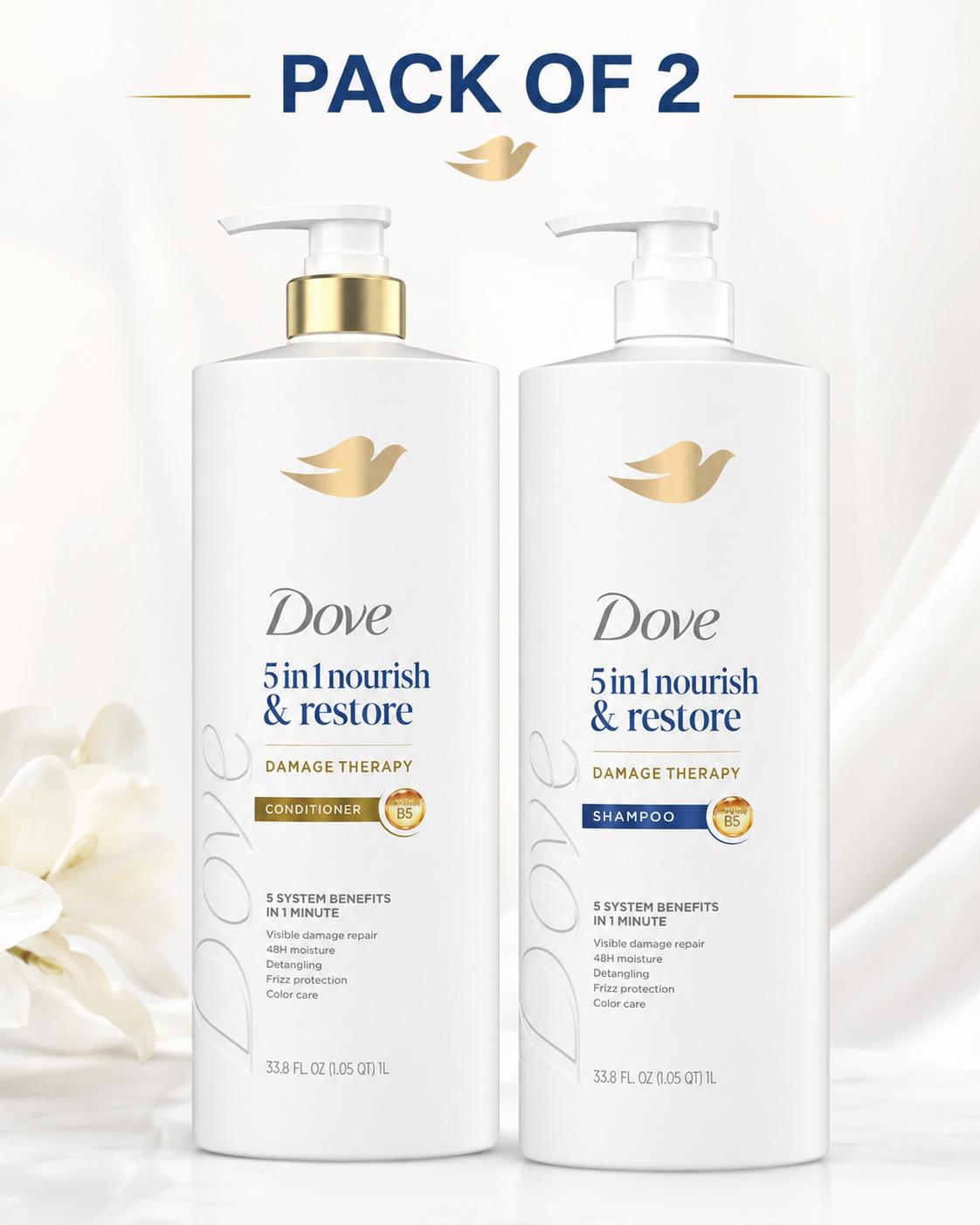 Dove Shampoo + Conditioner Nourish & Restore 5-in-1