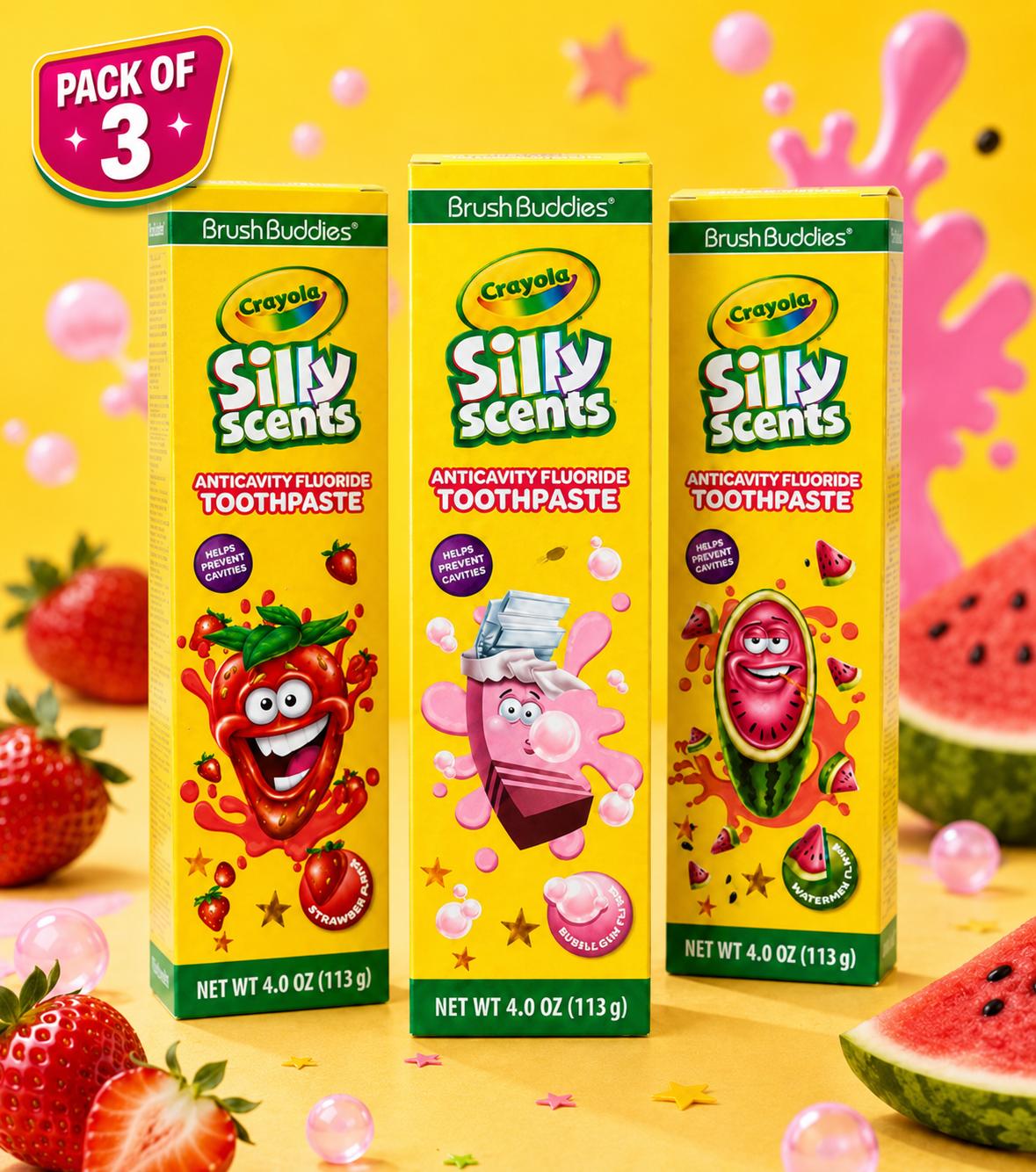 Toothpaste Crayola Silly Scent Anticavity with Flouride - Set of 3 - Flavors: Strawberry