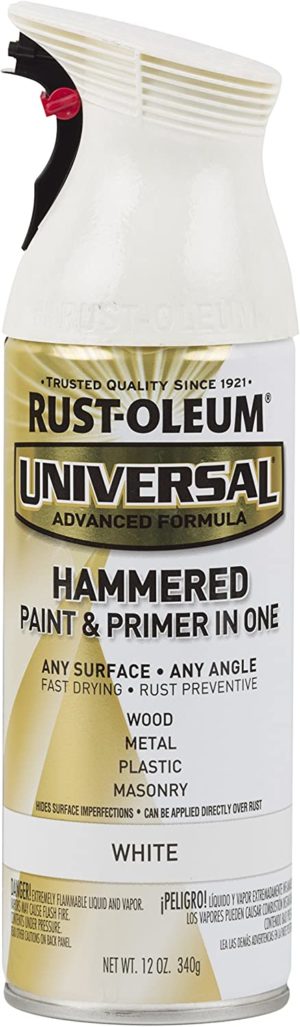 Rust-Oleum 267298 Universal Hammered Spray Paint, 12 Ounce (Pack of 1), White, 128 Fl Oz