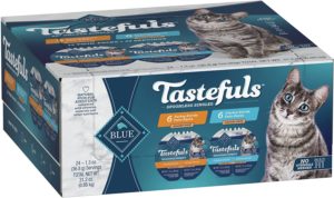 Blue Buffalo Tastefuls Spoonless Singles Adult Pate Wet Cat Food Variety Pack, Chicken and Turkey Entrées, 2.6-oz Twin-Pack Trays (12 Count - 6 of Each Flavor)